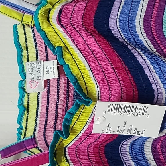 NWT Children's Place Multicolor Peruvian Stripes size M 7/8 Hi Low Maxi Dress - Picture 4 of 7